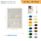 Santa and Reindeer punch needle kit, 12 × 16 in (30 × 40 cm): canvas size and kit contents