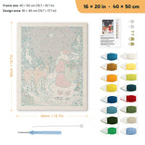 Santa and Reindeer punch needle kit, 16 × 20 in (40 × 50 cm): canvas size and kit contents