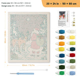 Santa and Reindeer punch needle kit, 20 × 24 in (50 × 60 cm): canvas size and kit contents