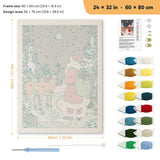 Santa and Reindeer punch needle kit, 24 × 32 in (60 × 80 cm): canvas size and kit contents