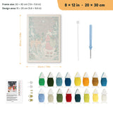 Santa and Reindeer punch needle kit, 8 × 12 in (20 × 30 cm): canvas size and kit contents