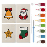 Santa and Stocking mini punch needle kit set: four finished canvases with threads, punch needle and threader