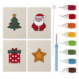 Santa and Tree mini punch needle kit set: four finished canvases with threads, punch needle and threader