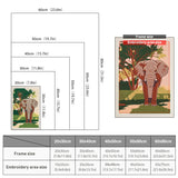 Size chart for punch needle kits from 20 x 30 cm to 60 x 80 cm