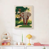 Finished Savanna Elephant punch needle canvas on a wall