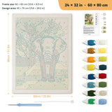 Savanna Elephant punch needle kit, 24 × 32 in (60 × 80 cm): canvas size and kit contents