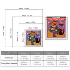 Size chart for square punch needle kits from 30 x 30 cm to 60 x 60 cm