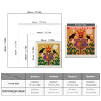Size chart for square punch needle kits from 30 x 30 cm to 60 x 60 cm
