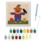 Scarecrow on the Hill punch needle kit: finished canvas with threads, punch needle and threader