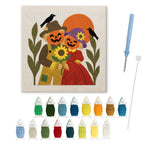 Scarecrow Sweethearts punch needle kit: finished canvas with threads, punch needle and threader