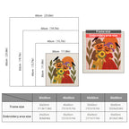 Size chart for square punch needle kits from 30 x 30 cm to 60 x 60 cm