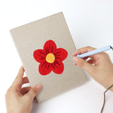 Punching a Scarlet Flower Heads mini canvas with the punch needle