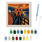 Screaming Pumpkin punch needle kit: finished canvas with threads, punch needle and threader