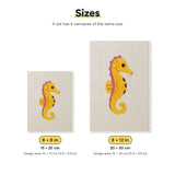 Size chart for the two mini canvas sizes: 6 x 8 in and 8 x 12 in