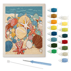 Seashell Beach punch needle kit: finished canvas with threads, punch needle and threader