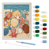 Seashell Beach punch needle kit: finished canvas with threads, punch needle and threader