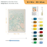 Seashell Beach punch needle kit, 12 × 16 in (30 × 40 cm): canvas size and kit contents