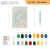 Seashell Beach punch needle kit, 8 × 12 in (20 × 30 cm): canvas size and kit contents