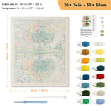Seasons Tree Lake punch needle kit, 20 × 24 in (50 × 60 cm): canvas size and kit contents