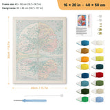 Seasons Tree Mirror punch needle kit, 16 × 20 in (40 × 50 cm): canvas size and kit contents