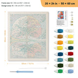Seasons Tree Mirror punch needle kit, 20 × 24 in (50 × 60 cm): canvas size and kit contents