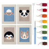 Sheep and Panda mini punch needle kit set: four finished canvases with threads, punch needle and threader
