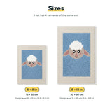 Size chart for the two mini canvas sizes: 6 x 8 in and 8 x 12 in