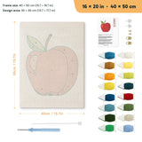 Shiny Red Apple punch needle kit, 16 × 20 in (40 × 50 cm): canvas size and kit contents