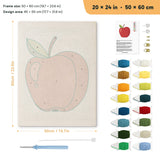 Shiny Red Apple punch needle kit, 20 × 24 in (50 × 60 cm): canvas size and kit contents