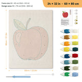 Shiny Red Apple punch needle kit, 24 × 32 in (60 × 80 cm): canvas size and kit contents