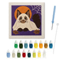 Siamese Cat Ghost punch needle kit: finished canvas with threads, punch needle and threader