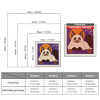 Size chart for square punch needle kits from 30 x 30 cm to 60 x 60 cm