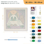 Siamese Cat Ghost punch needle kit, 20 × 20 in (50 × 50 cm): canvas size and kit contents