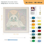 Siamese Cat Ghost punch needle kit, 24 × 24 in (60 × 60 cm): canvas size and kit contents