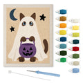 Siamese Ghost with Pail punch needle kit: finished canvas with threads, punch needle and threader