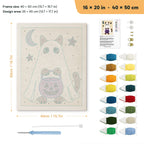 Siamese Ghost with Pail punch needle kit, 16 × 20 in (40 × 50 cm): canvas size and kit contents