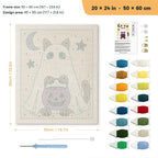 Siamese Ghost with Pail punch needle kit, 20 × 24 in (50 × 60 cm): canvas size and kit contents