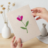 Hand holding a finished Single Stem Flowers mini canvas