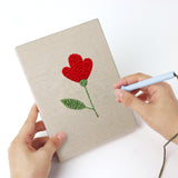 Punching a Single Stem Flowers mini canvas with the punch needle
