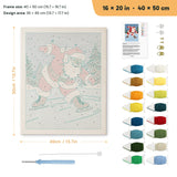 Skating Santa punch needle kit, 16 × 20 in (40 × 50 cm): canvas size and kit contents