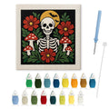 Skeleton and Toadstools punch needle kit: finished canvas with threads, punch needle and threader
