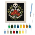Skeleton Bouquet punch needle kit: finished canvas with threads, punch needle and threader