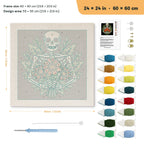 Skeleton Bouquet punch needle kit, 24 × 24 in (60 × 60 cm): canvas size and kit contents