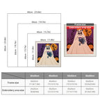 Size chart for square punch needle kits from 30 x 30 cm to 60 x 60 cm