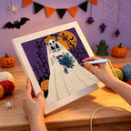 Punching the Skeleton Bride design with the punch needle