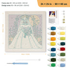 Skeleton Bride punch needle kit, 24 × 24 in (60 × 60 cm): canvas size and kit contents
