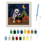 Skeleton Camp Cook punch needle kit: finished canvas with threads, punch needle and threader