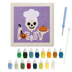 Skeleton Chef punch needle kit: finished canvas with threads, punch needle and threader