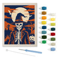 Skeleton in a Witch Hat punch needle kit: finished canvas with threads, punch needle and threader
