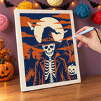 Punching the Skeleton in a Witch Hat design with the punch needle